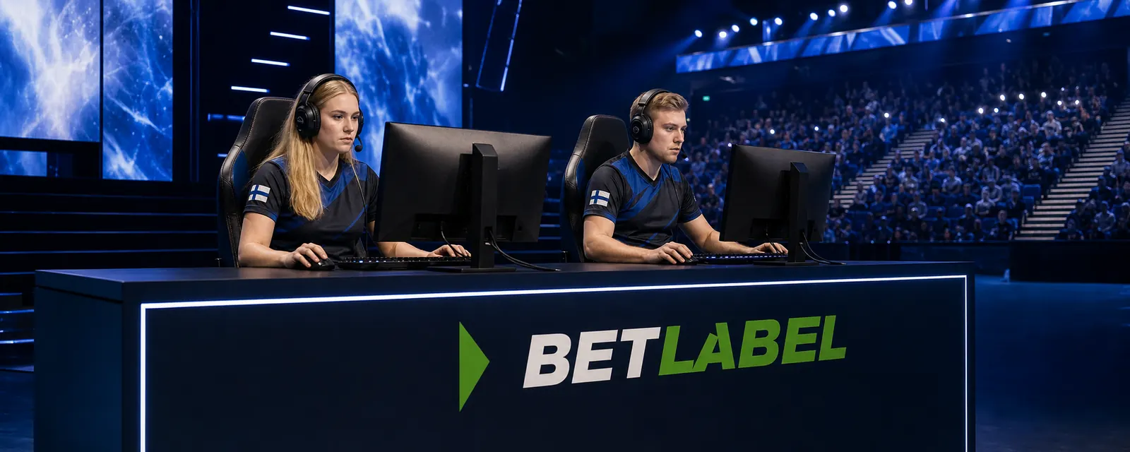 Adult esports players in a Finnish tournament arena